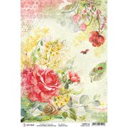 Ciao Bella A4 Rice Paper - Rose & Bugs