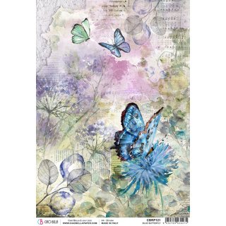 Ciao Bella A4 Rice Paper - Blue Butterfly