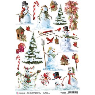 Ciao Bella A4 Rice Paper - Snowmen