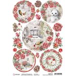 Ciao Bella A4 Rice Paper - Frozen Roses Medallions