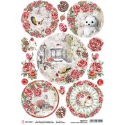 Ciao Bella A4 Rice Paper - Frozen Roses Medallions