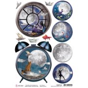 Ciao Bella A4 Rice Paper - Moon & Me Alarm Clock