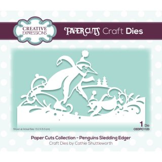 Paper Cuts Edger Die - Penguins Sledding