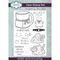 Sam Poole 6x8 inch Clear Stamp Set - Novelty Christmas Mugs