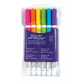 DecoArt Glass/Glazed Ceramic Paint Marker 6pk - Brights