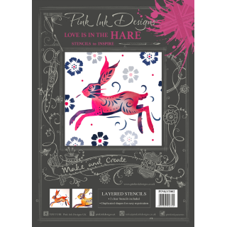 Pink Ink Designs A5 Layered Stencils 2pk - Love is in the Hare