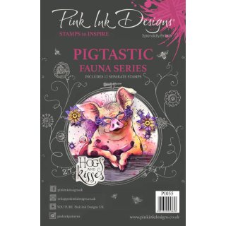 Pink Ink Designs A5 Clear Stamp Set - Pigtastic