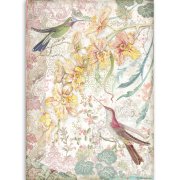 Stamperia Rice Paper A4 - Yellow Orchids and Birds