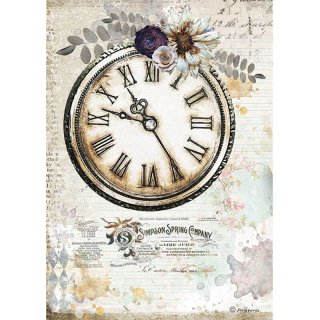 Stamperia Rice Paper A4 - Romantic Journal Clock