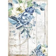 Stamperia Rice Paper A4 - Romantic Sea Dream Blue Flower