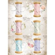 Stamperia Rice Paper A4 - Romantic Threads Needle & Thread