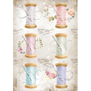 Stamperia Rice Paper A4 - Romantic Threads Needle & Thread