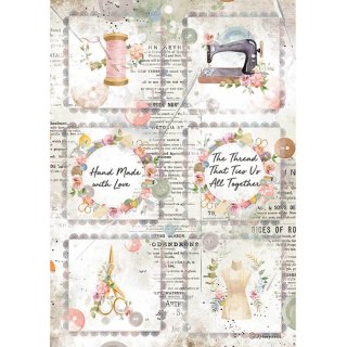 Stamperia Rice Paper A4 - Romantic Threads Mini Cards