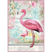 Stamperia Rice Paper A4 - Pink Flamingo