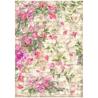 Stamperia Rice Paper A4 - Blue Dream Bougainvillea