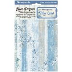 Stamperia A6 Rice Paper Selection of 8 - Backgrounds Blue Land