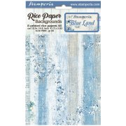 Stamperia A6 Rice Paper Selection of 8 - Backgrounds Blue Land