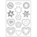 Stamperia A4 Soft Mould - Blue Land Stars and Hearts