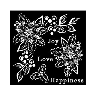 Stamperia 18x18cm Thick Stencil - Christmas Joy Love Happiness