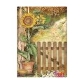 Stamperia A6 Rice Paper Selection of 8 - Backgrounds Sunflower Art