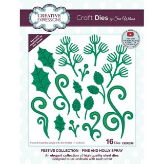 Sue Wilson Craft Die - Festive Collection - Pine and Holly Spray